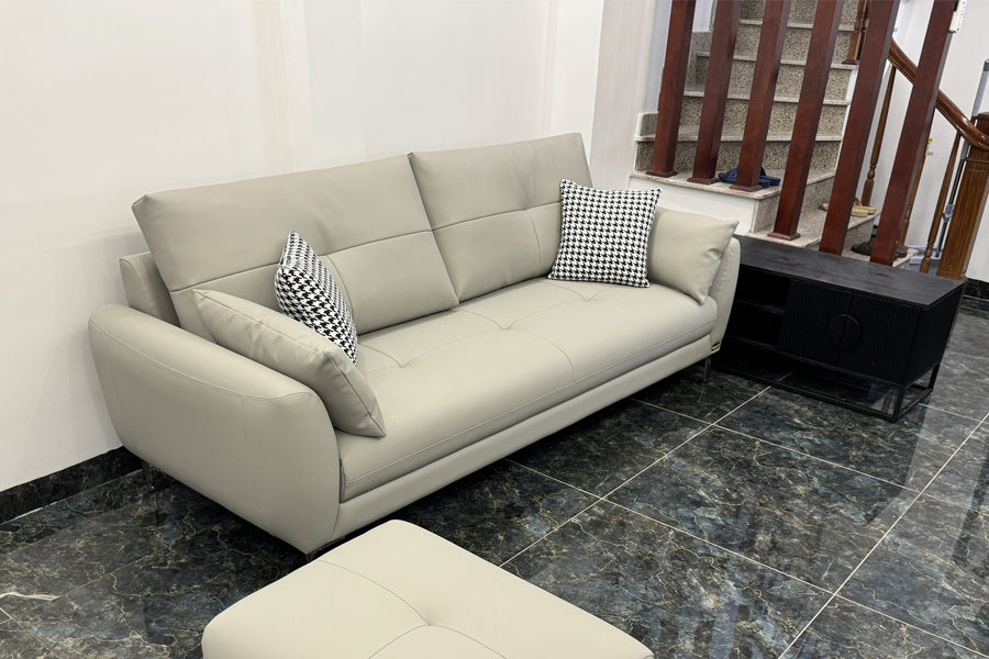 sofa bọc da Rio màu kem