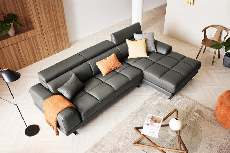 Hình ảnh  sofa góc da 3 chỗ tựa gật gù RASCHELLE