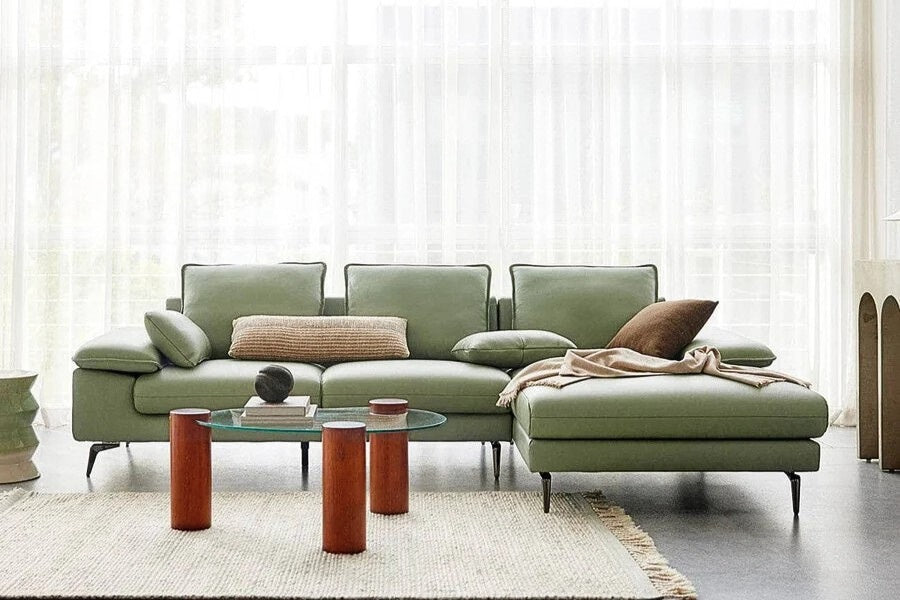 Sofa góc da 3 chỗ tựa gối REY