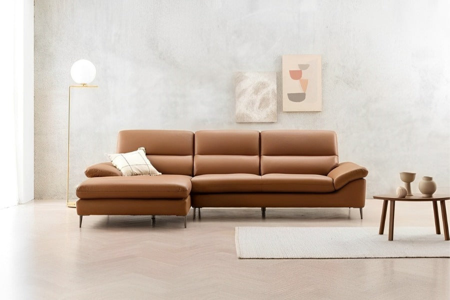 LORRI - Sofa góc da 3 chỗ tựa liền