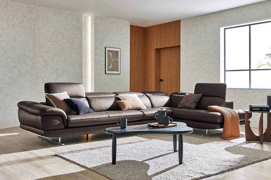 Sofa góc da 5 chỗ tựa gật gù KISSY