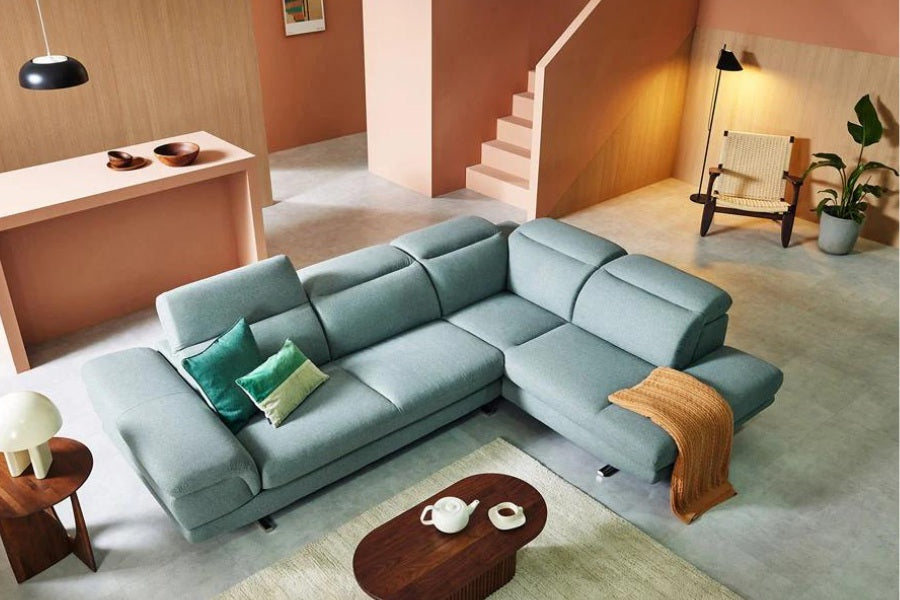 Sofa góc nỉ 4 chỗ tựa gật gù KISSY