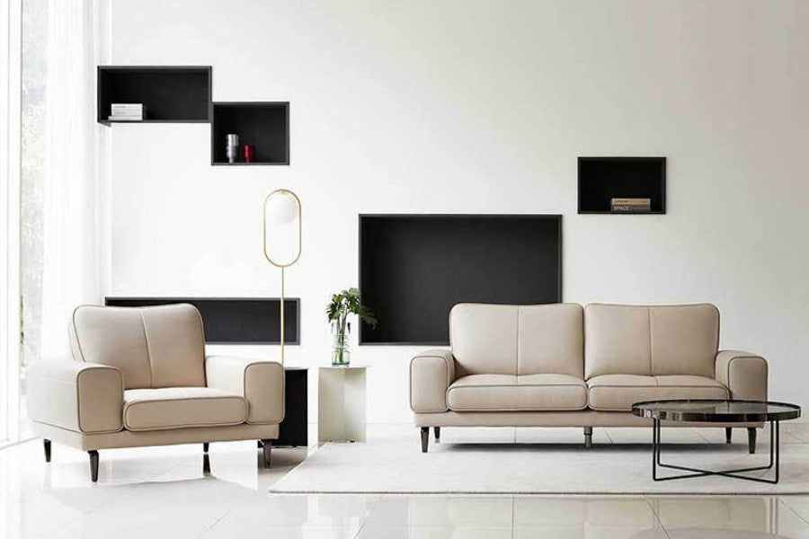 Sofa văng da 2 chỗ tựa liền HEZAN 