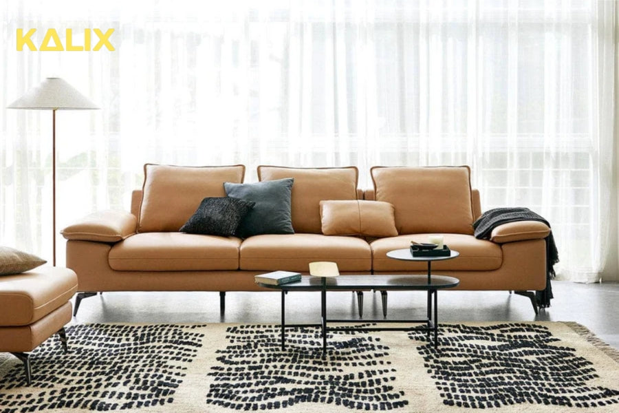 Hình ảnh sofa văng da 3 chỗ tựa gối REY