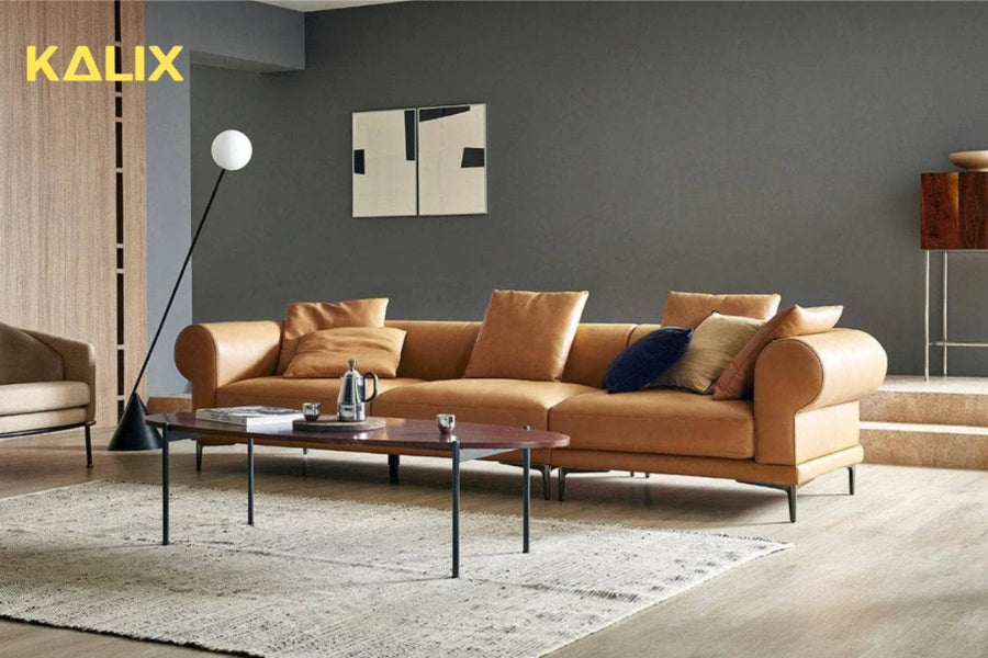 Sofa văng da 3 chỗ tựa liền thanh lịch ELLEN