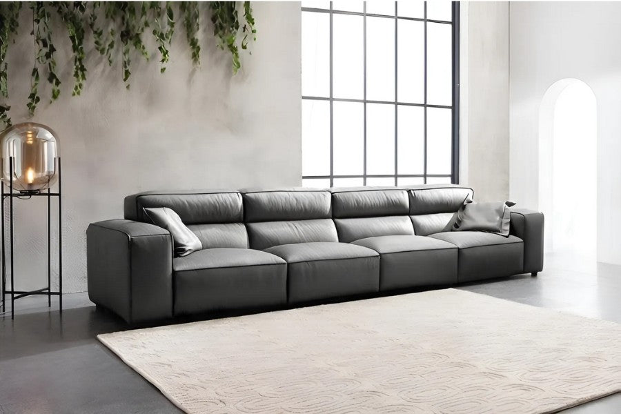 Sofa văng da 4 chỗ tựa liền LEOPINE