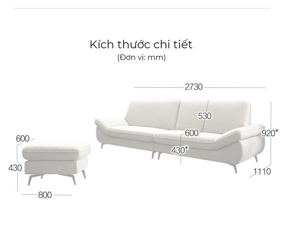 Sofa văng nỉ 2 chỗ tựa liền PEYTON - 07