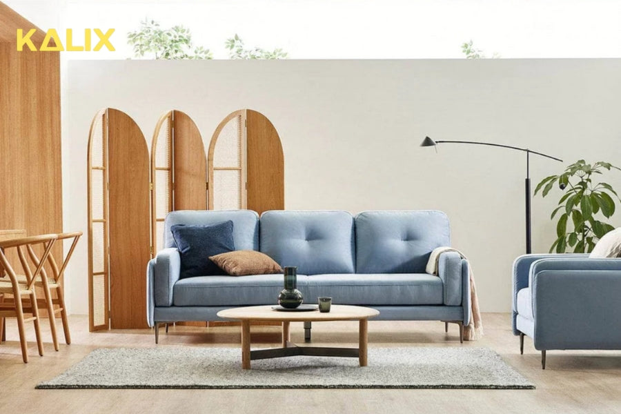 Hình ảnh sofa văng nỉ 3 chỗ tựa gối BONI