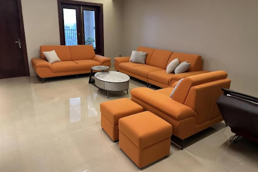 Sofa văng nỉ với màu da cam
