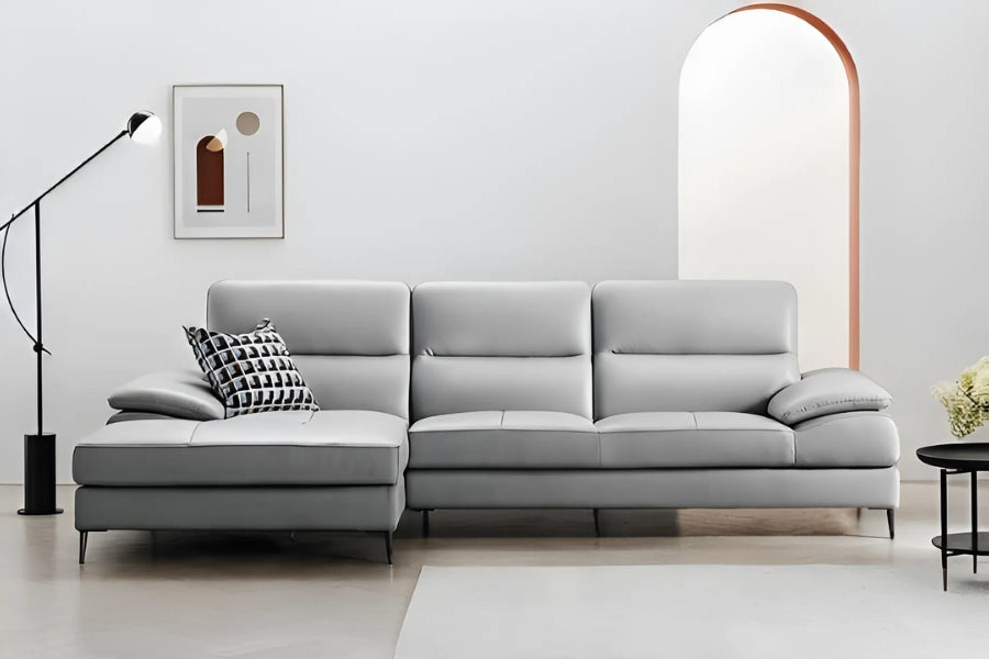 VERUP - Sofa góc da 3 chỗ tựa liền