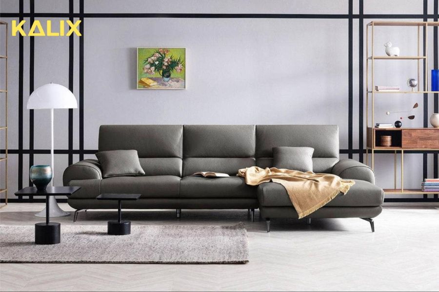 Sofa góc da 3 chỗ tựa liền ZYPHER