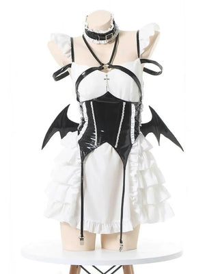 'Cream Soda' Ruffled Cross Strap Wings Corset Dress - AlielNosirrah