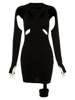 'Cold & Cruel' Hollow-Out Mini Bodycon Dresses - AlielNosirrah