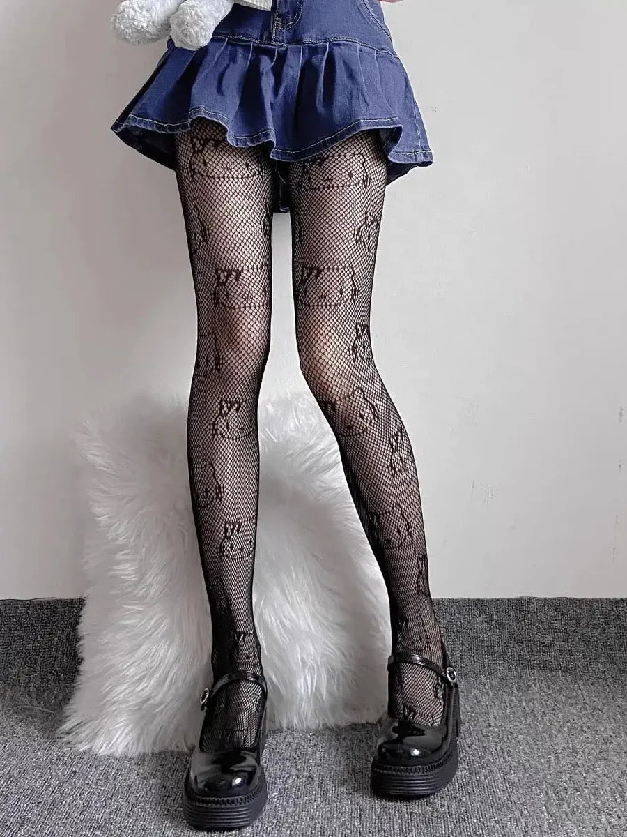 'Moeee' Kawaii Kitten Face Tights
