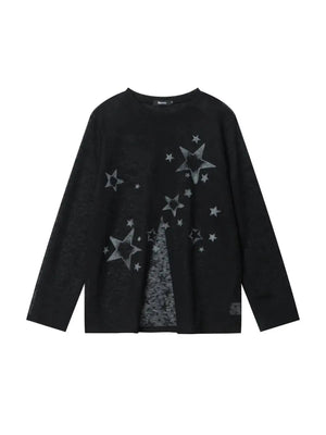 'Hood Star' Y2k Star Print Casual Long Sleeves Shirts - AlielNosirrah