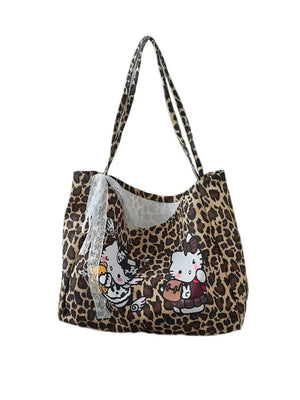 'Hottie Kitty' Y2k Cheetah Prints Big Capacity Tote Bag - AlielNosirrah