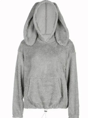 'Lazy Weekend' Rabbit Ears Polar Fleece Solid Color Hoodie - AlielNosirrah