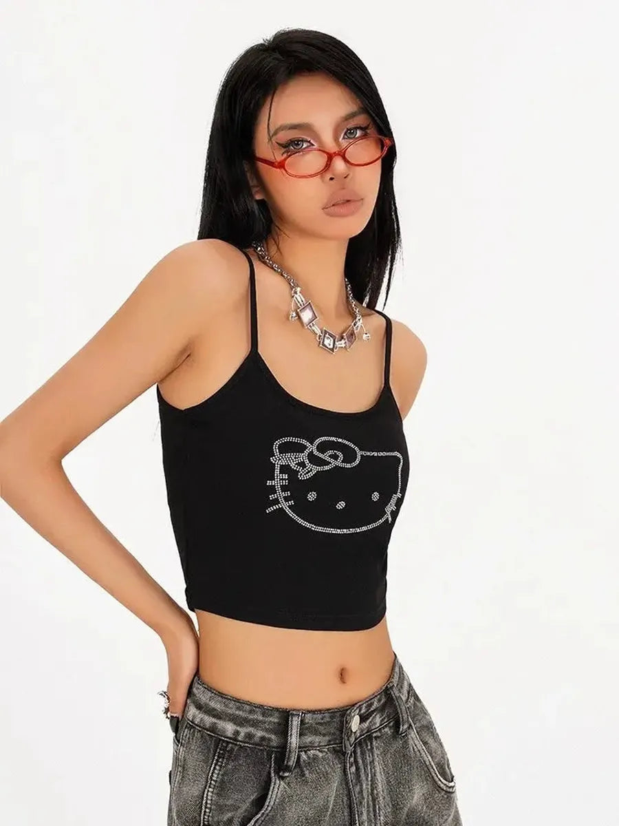 'It's Me' Y2k Kitty Face Rhinestone Cami Top