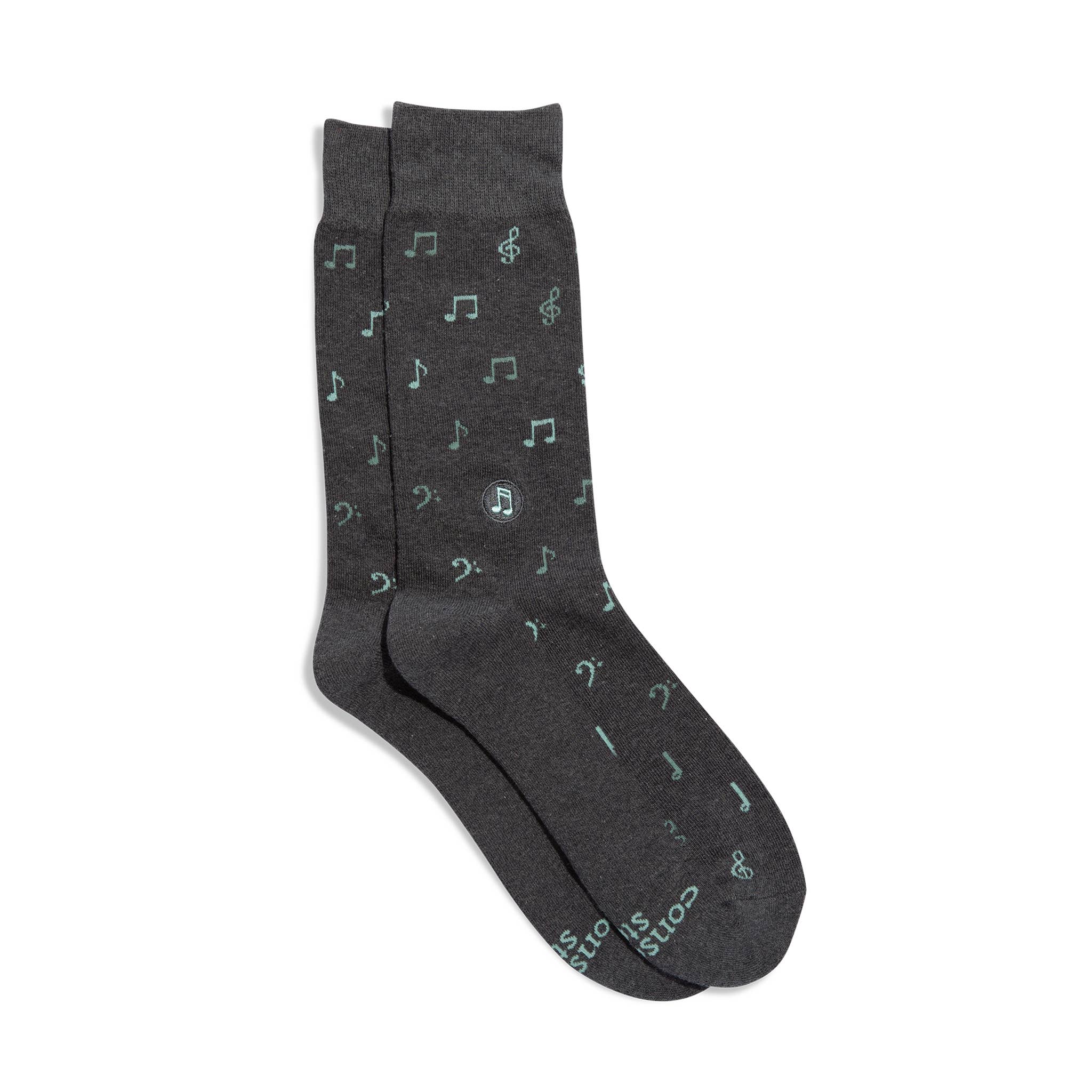 Socks that Support Music (Gray Music Notes) - Medium