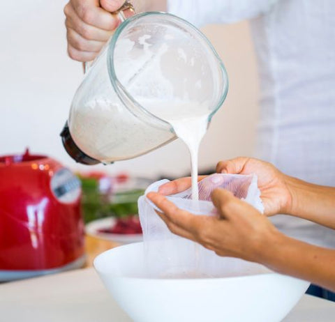 almond milk made at home in a blender