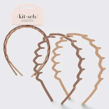 Kitsch - Recycled Plastic Zig Zag Headband 2pc - Neutral