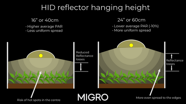 HPS Grow light hanging distance from the light to the plant canopy