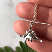 Load image into Gallery viewer, Stegosaurus silver pendant
