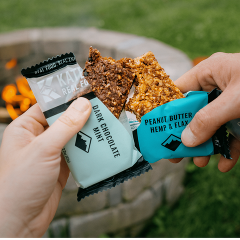 snacking on Kate's Real Food bars around the campfire