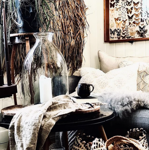 Textural, boho style interior