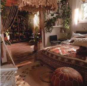 Tribal bohemian interior design neutral colour scheme