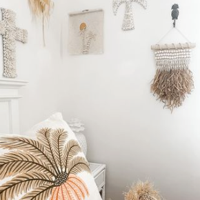 Boho style decor pieces and wall art