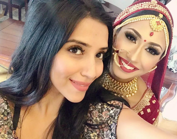 Swati Verma with bridal client in the backstage
