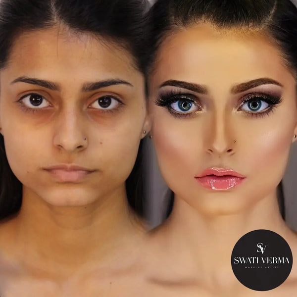 Before and After makeup done by Swati Verma on student