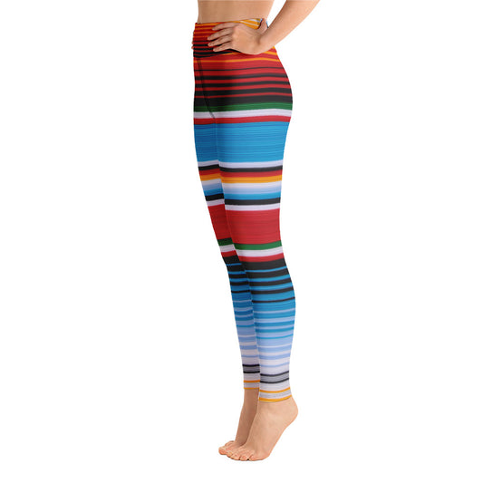 Mid Waisted Leggings for Latina, Mexican Serape Leggings - House of Locos