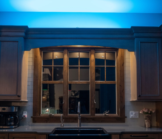 Kitchen with colored lighting