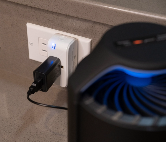 Fan plugged into a smart plug