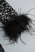 Sequin Round Neck Feather Trim Slit Dress