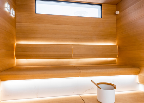 The crown of Lehtonen and Partanen's idyllic urban home is the luxurious sauna and bathroom facilities