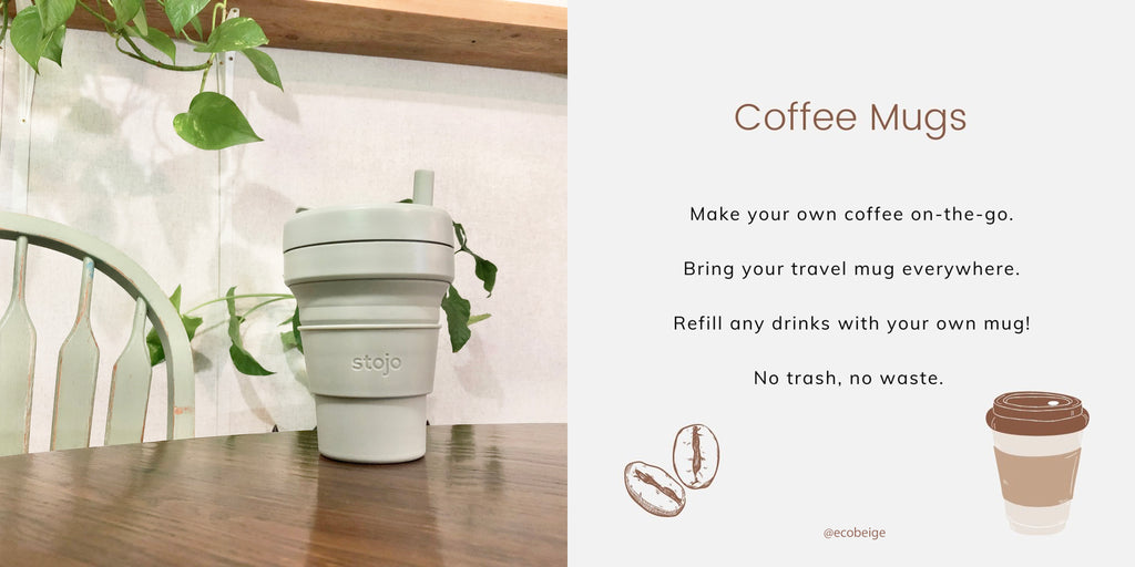 Stojo 16oz Sage cup. Make your own coffee on-the-go.  Bring your travel mug everywhere.  Refill any drinks with your own mug!  No trash, no waste.