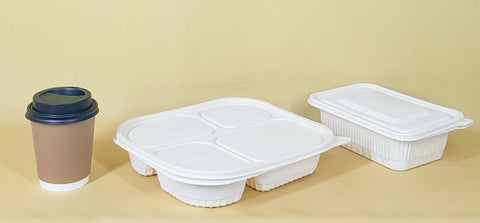 Plastic takeout containers and cups that can be recycled and repurposed.