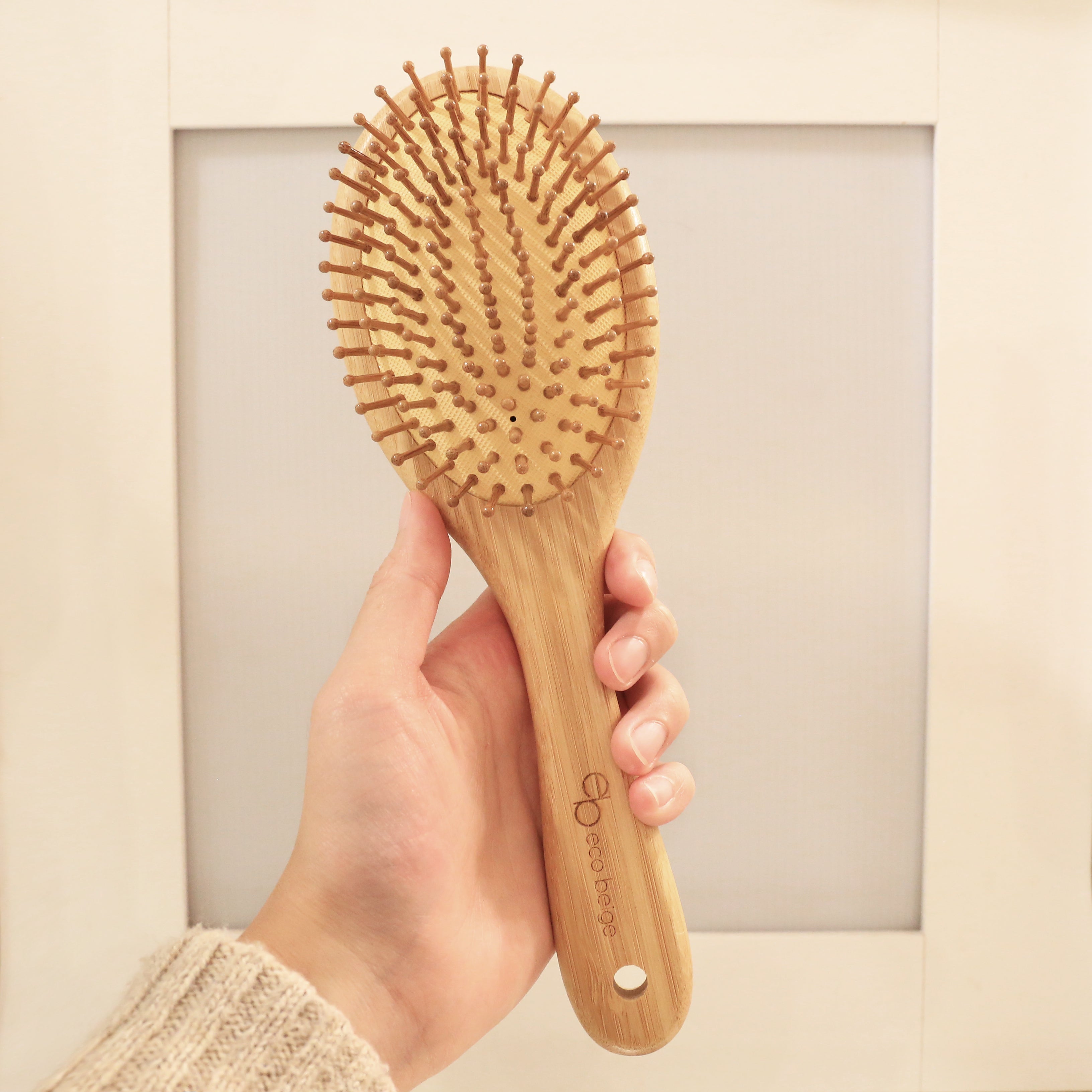 image for Cushioned Bamboo Hair Brush- Oval