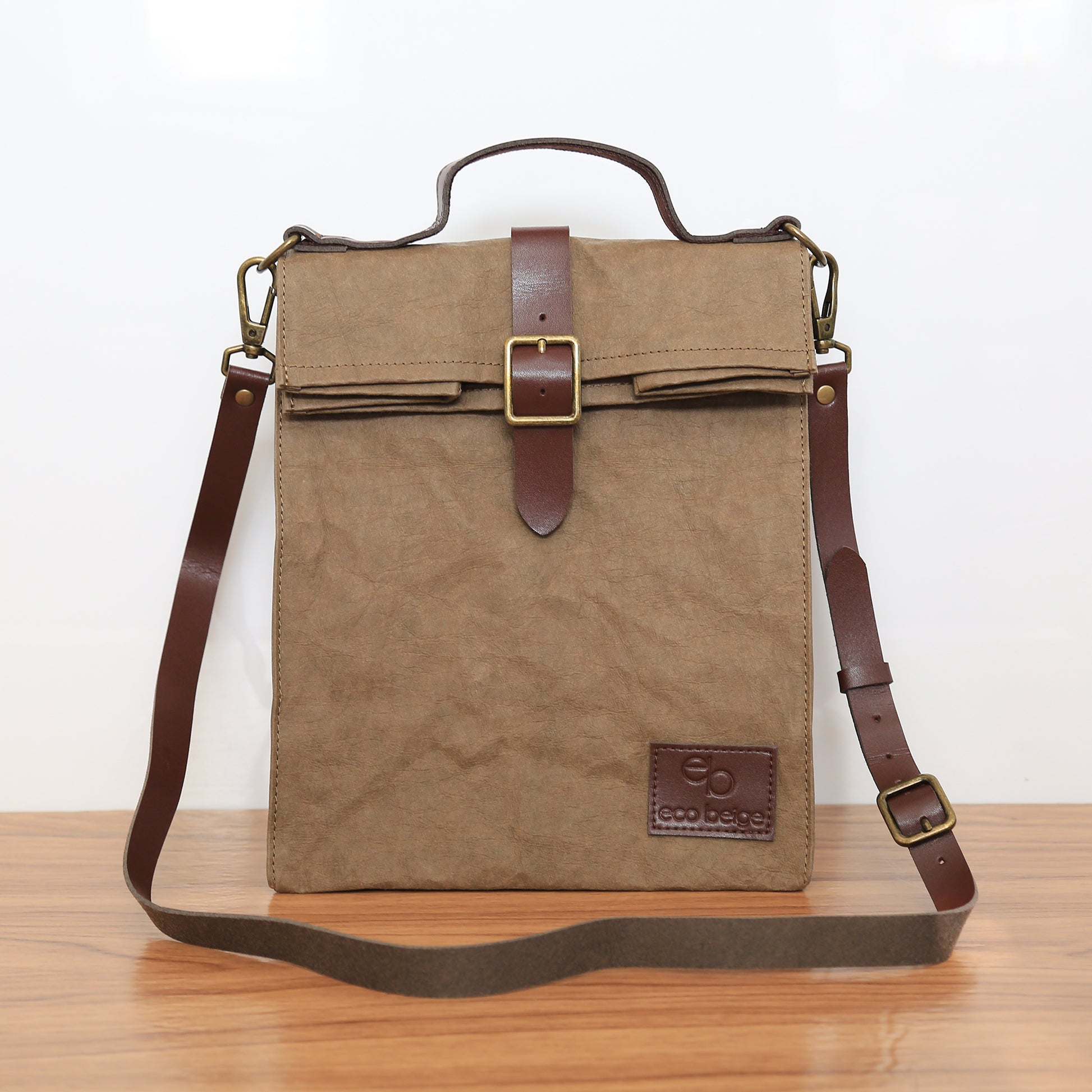 image for Paper Leather Retro Messenger Lunch Bag