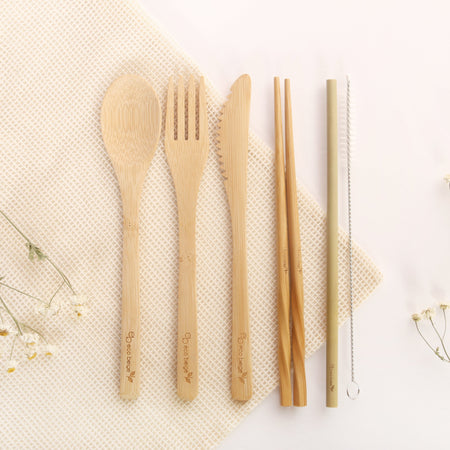 Reusable Bamboo Utensil Set - Beige – Manna