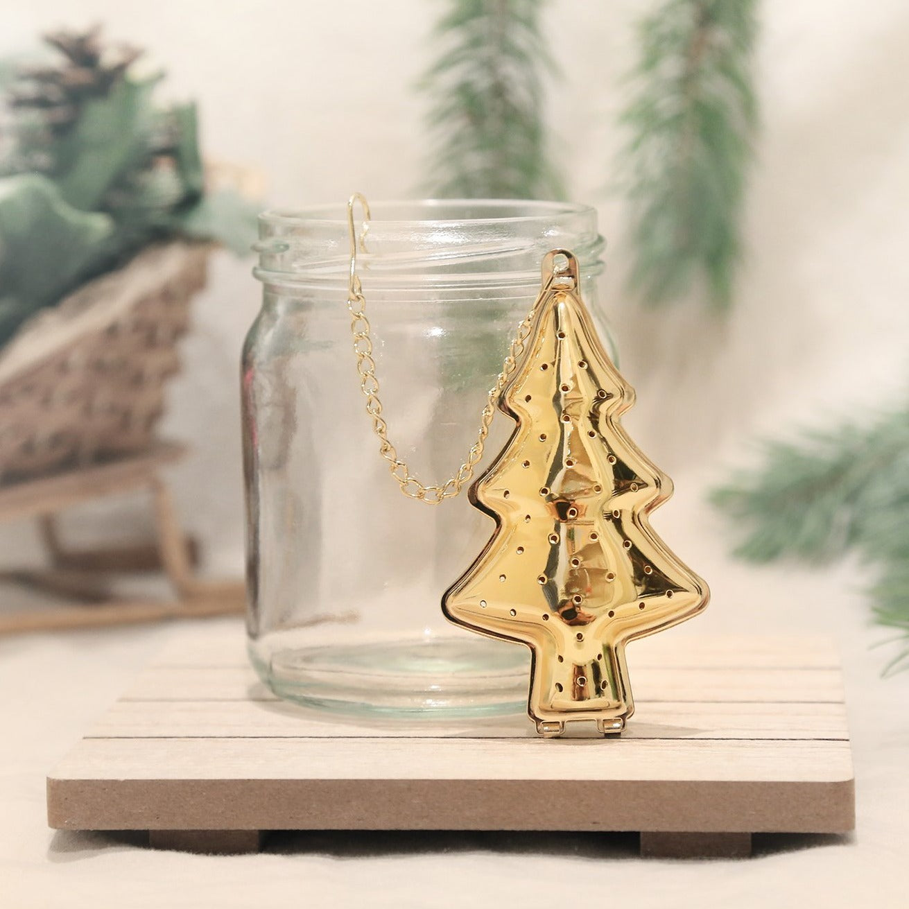 image for Gold Christmas Tree Tea Infuser