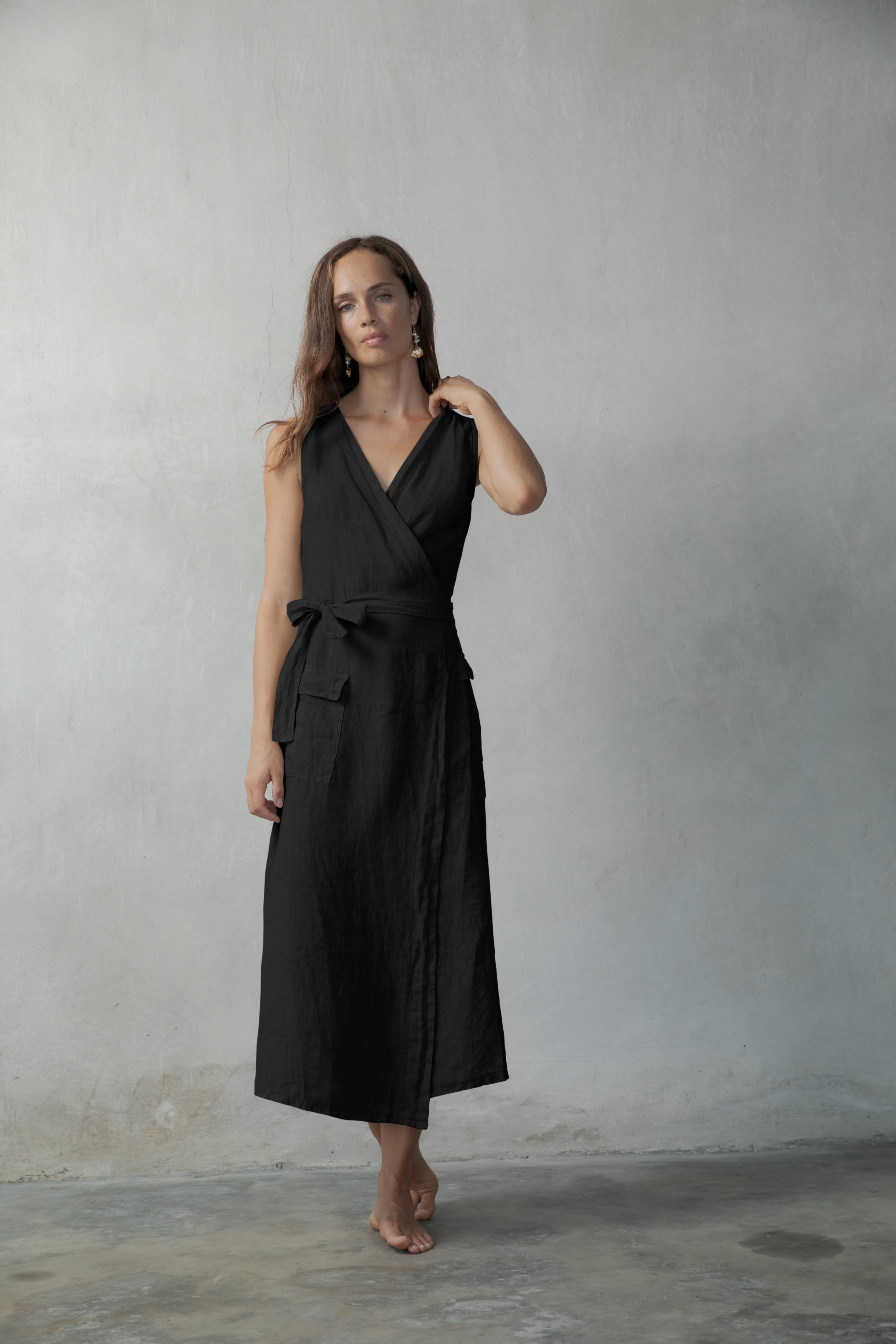 black linen dress for women