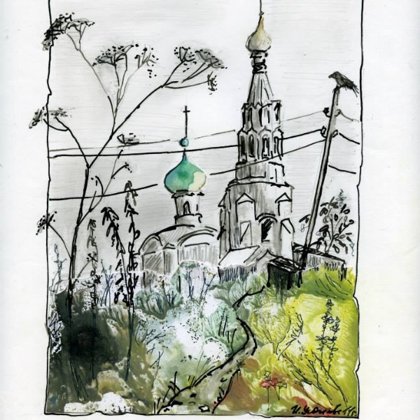 Russian Church created by bobbin lace pattern and design by artist Irina Ursinova