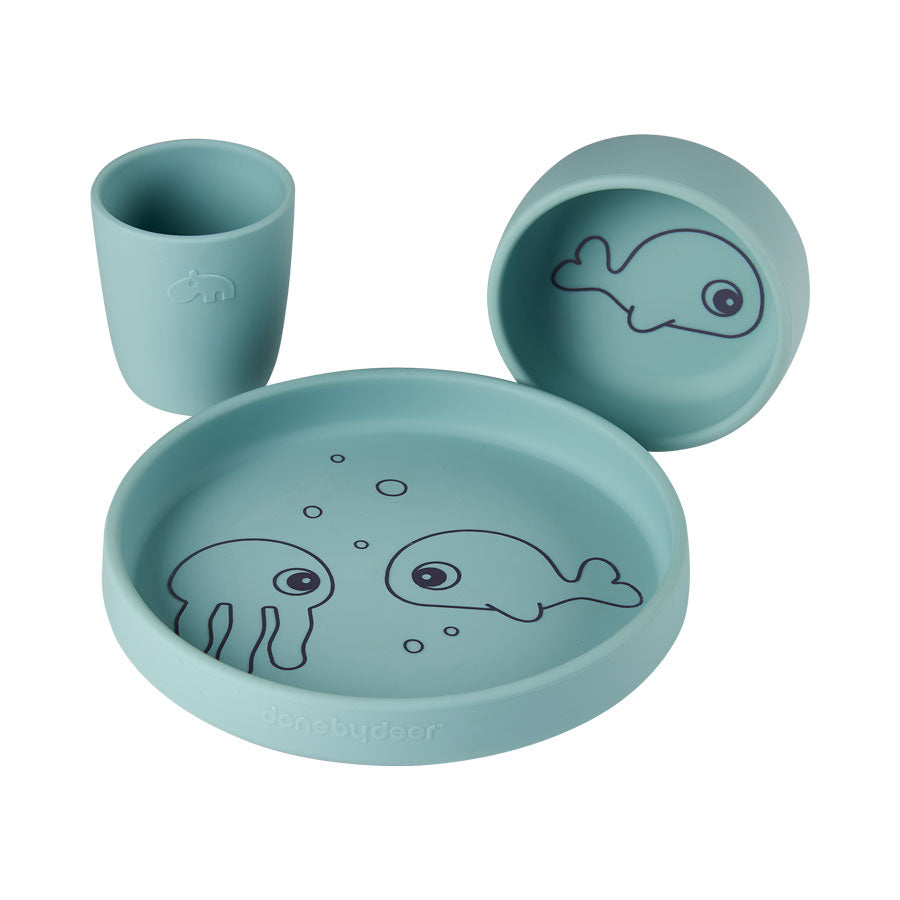 Done by Deer Silicone Dinner Set - Sea Friends Blue-image-1