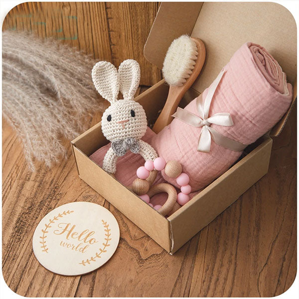 6-Piece Pink Bunny Baby Gift Set-image-0