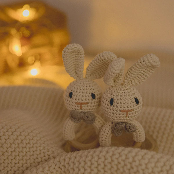 Wood Crochet Rattle - Bunny