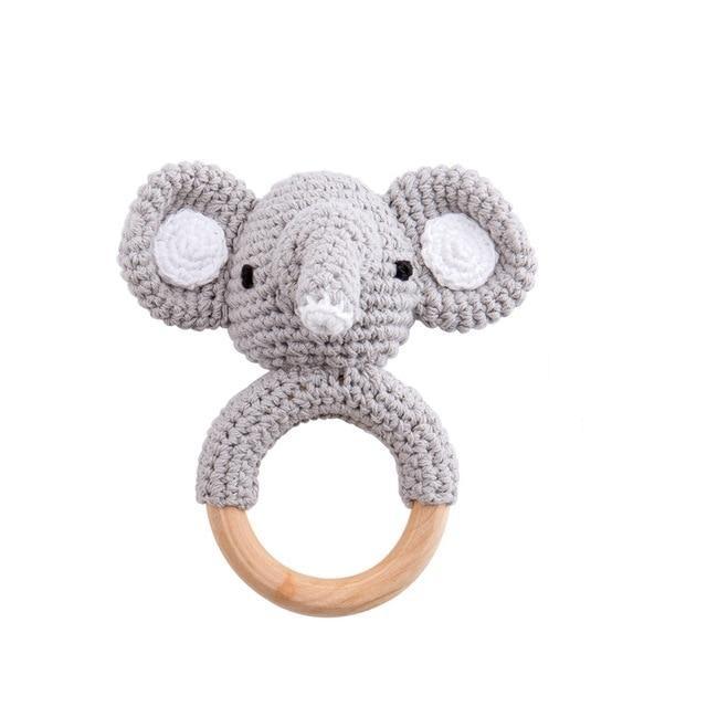 Wood Crochet Rattle - Elephant